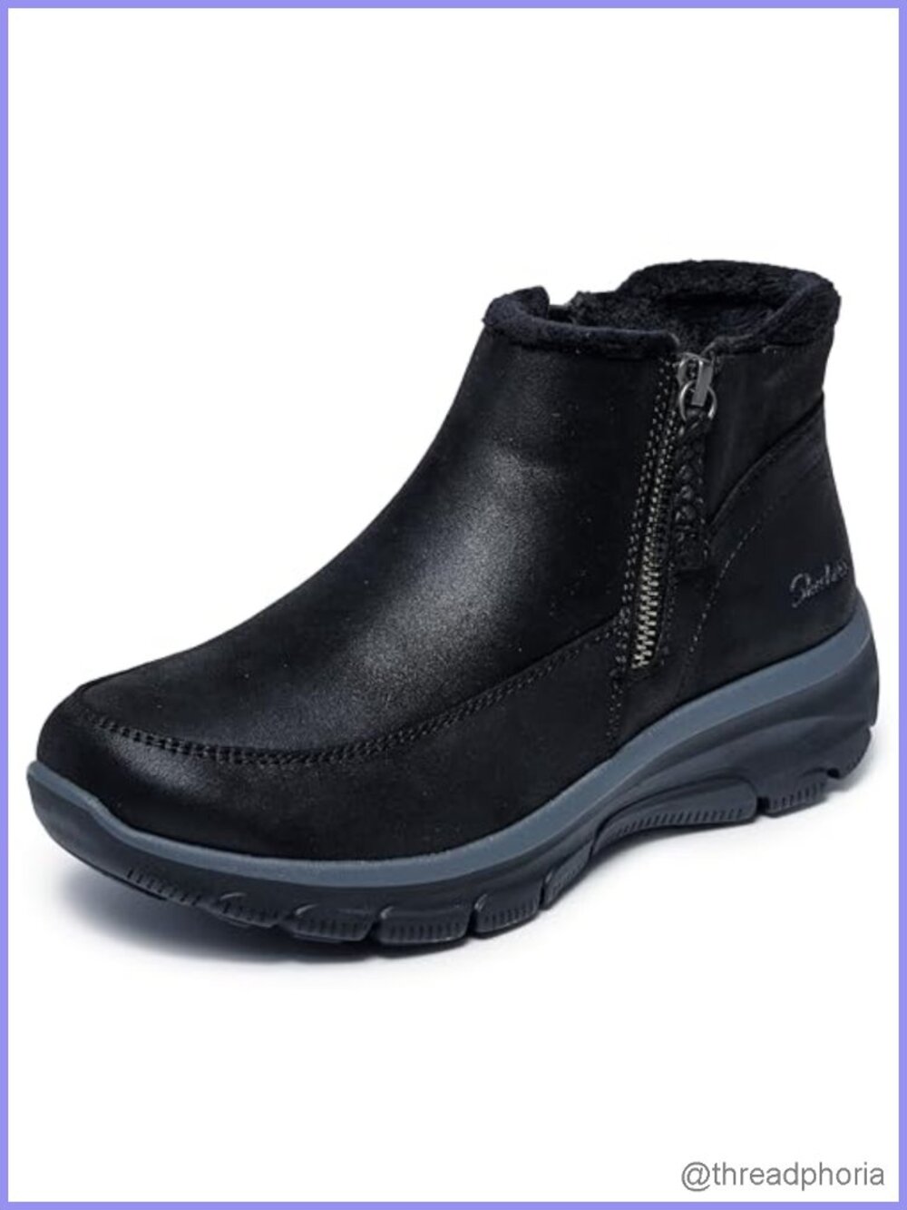 Skechers Vegan Leather Ankle Bootie with Memory Foam